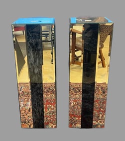 Group of 2 Mid Century Modern Mirrored Glass Pedestals