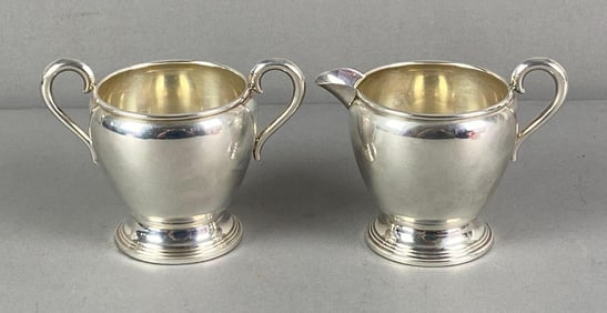 Group of 2 Weighted Empire Sterling Silver Creamer and Sugar