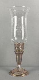 Weighted Empire Sterling Silver Cut Glass Candle Holder