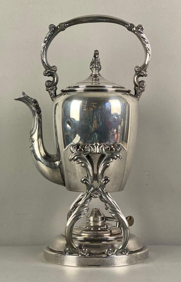 Antique FB Rogers Silverplate Tilting Tea Kettle (1 of 4)