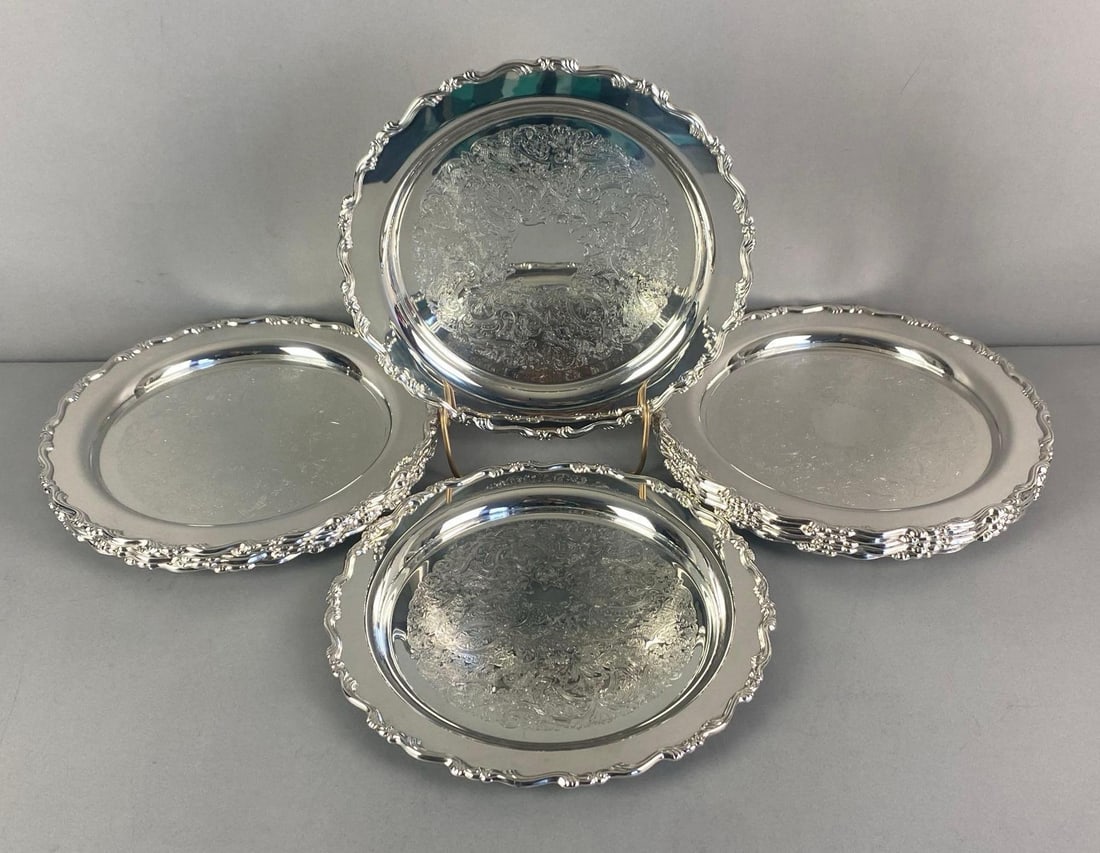 Set of 8 Oneida Silver Plate Chargers (1 of 4)