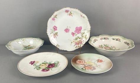 Group of Floral Porcelain Bowls and Plates
