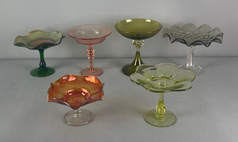 Group of 6 Pressed Glass Compotes