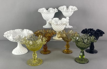 Group of 9 Pressed Glass Compotes