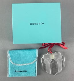 1993 Tiffany and Co Crystal Christmas Present Ornament