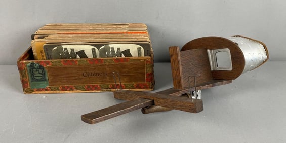Antique Stereoscope with Stereoview Cards