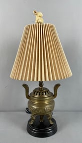 Antique Chinese Brass Censer Table Lamp