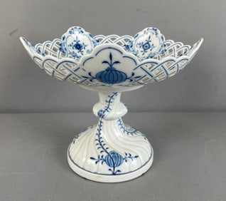 Meissen Blue Onion Lattice Porcelain Compote