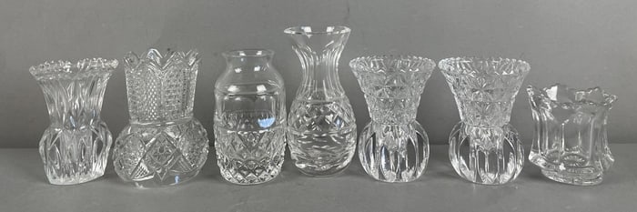 Group of Vintage Cut Pressed Glass Bud Vases