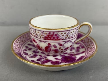 Rauenstein Porcelain Immortelle Pattern Demitasse Cup and Saucer