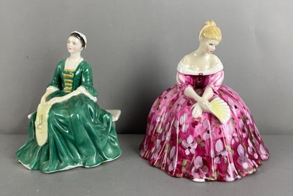 Group of 2 Vintage Royal Doulton Bone China Seated Lady Figurines