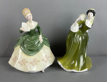 Group of 2 Vintage Royal Doulton Bone China Lady Figurines