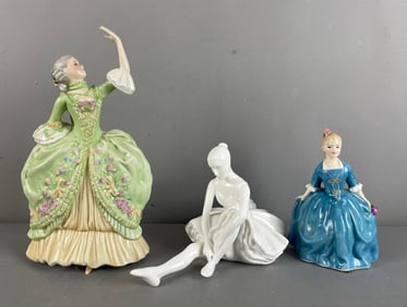 Group of 2 Royal Doulton Bone China Lady Figurines and More