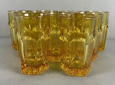 Group of Yellow Amber Glass Tumblers