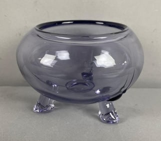Vintage Viking Amethyst Glass Footed Flower Bowl