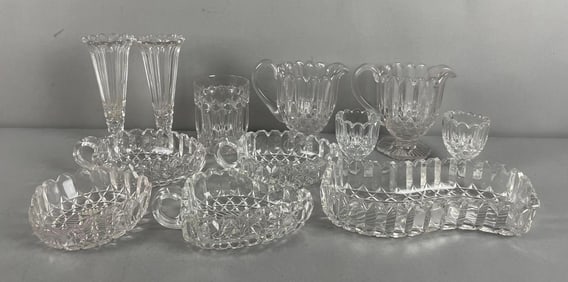 Group of Vintage Star Pattern Pressed Glass Dishes