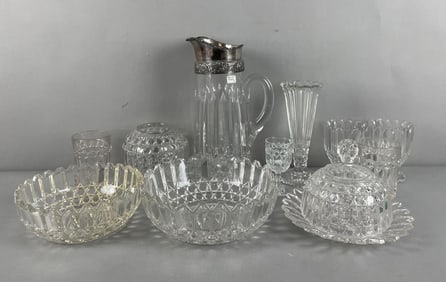 Group of Vintage Star Pattern Pressed Glass Dishes