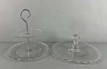 Group of 2 Vintage Fostoria Century Glass Serving Dishes