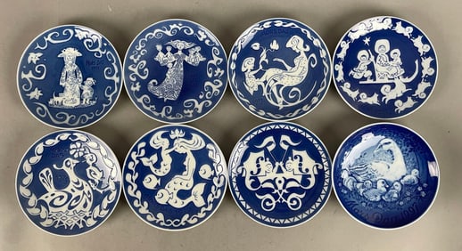 Group of 7 1970s Royal Copenhagen Mother's Day Plates