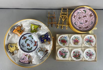 Group of Classic Coffee and Tea Butterfly Pattern Dishes