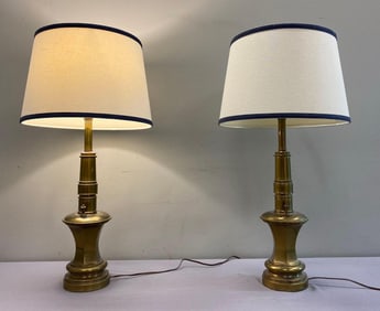 Group of 2 Vintage Stiffel Mid Century Brass Lamps