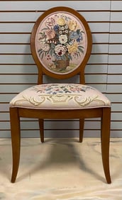 Vintage Needlepoint Oval Back Chair