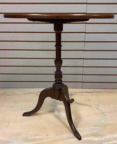 Mahogany Queen Anne Style Tilt Top Candle Stand