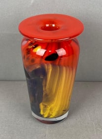Mid Century Modern Artist Signed Art Glass Vase