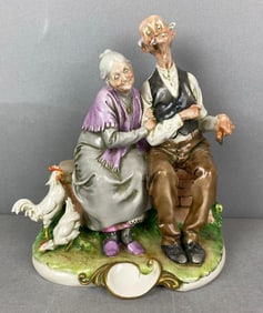 Capodiamonte Old Couple Porcelain Figure