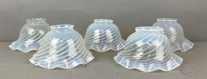 Group of 5 Antique Opalescent Swirl Light Shades