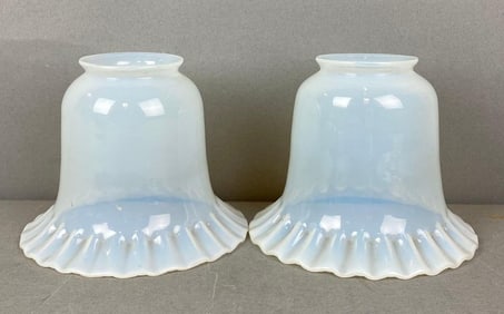 Group of 2 Antique White Opal Tulip Light Shades