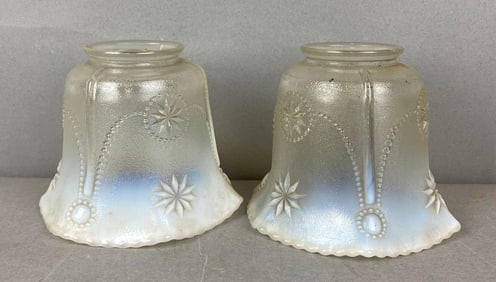 Group of 2 Antique Clear Opalescent Starburst Light Shaded