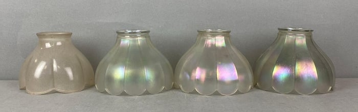 Group of 3 Antique Iridescent Light Shades and more