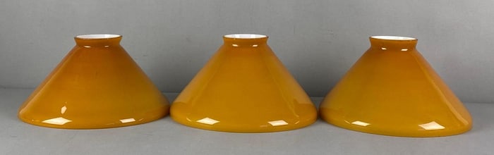 Group of 3 Antique Amber Cased Glass Lamp Shades