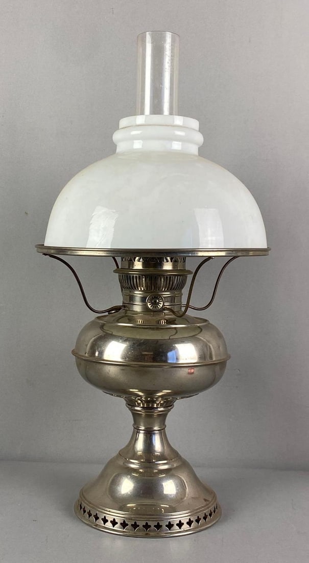 Antique Victorian White Glass Shade Oil Lamp (1 of 3)