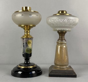 Group of 2 Antique Victorian Oil Lamps