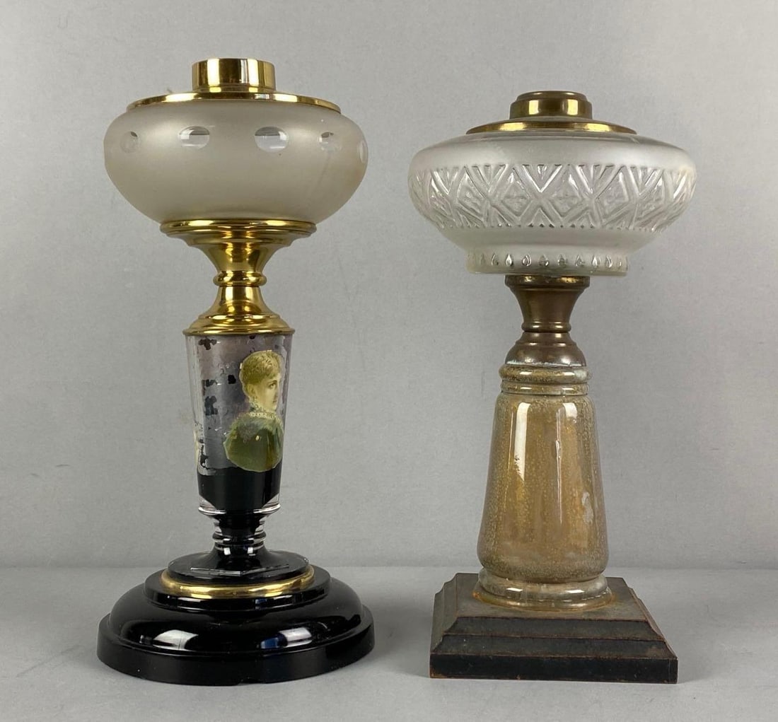 Group of 2 Antique Victorian Oil Lamps (1 of 3)
