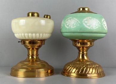Group of 2 Antique Victorian Oil Lamps