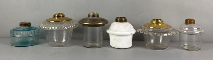 Group of 6 Antique Oil Lamp Fonts