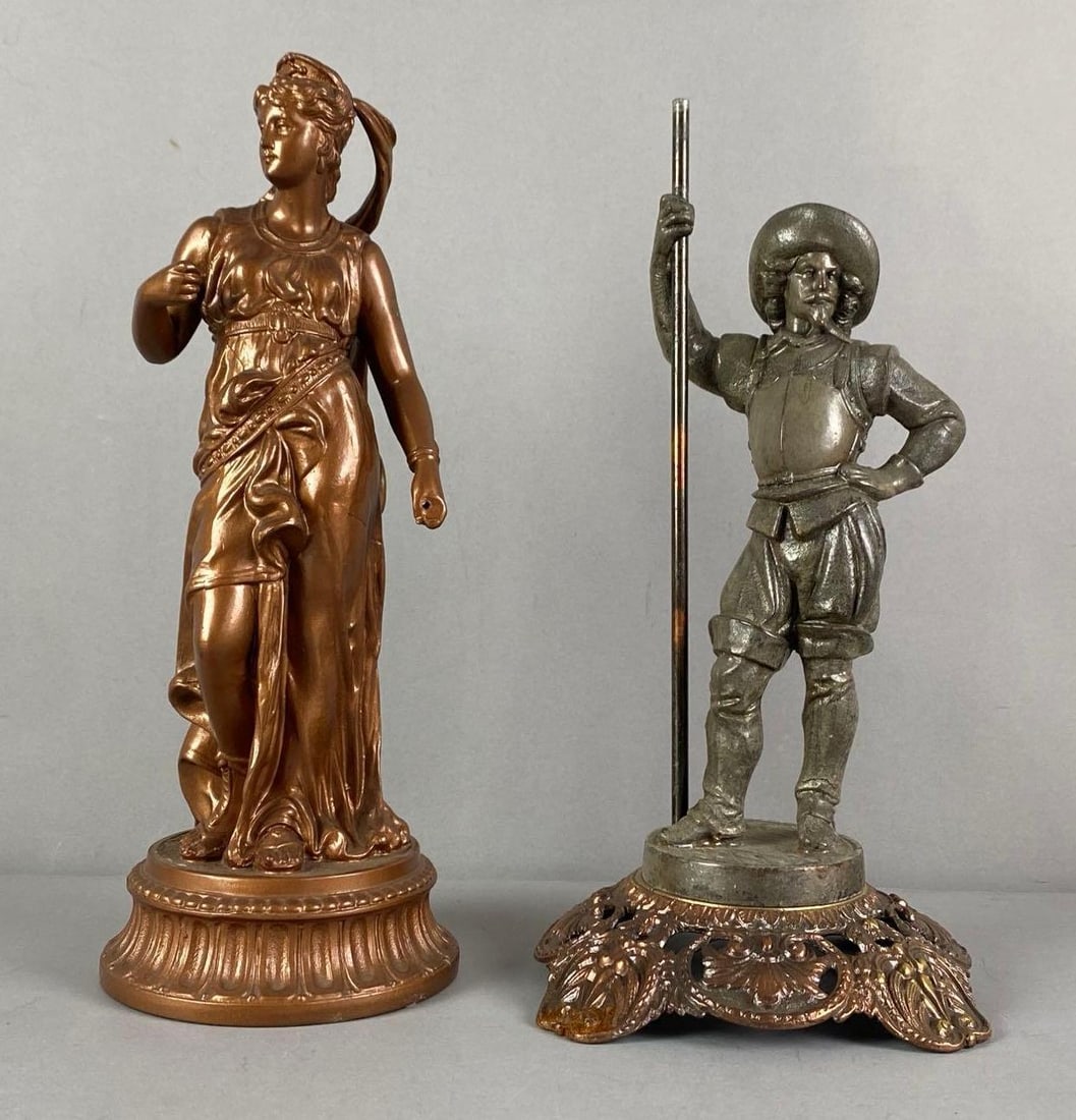 Group of 2 Antique Figural Oil Lamp Column Bases (1 of 2)