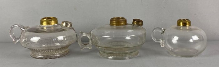 Group of 3 Antique Glass Oil Lamps
