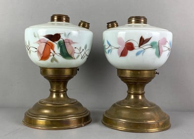 Group of 2 Antique Victorian Oil Lamps