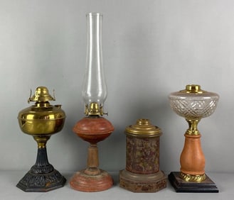 Group of 4 Antique Oil Lamps
