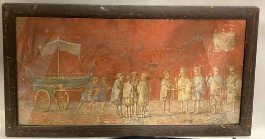 Antique “The Port of Ostia?? Oil Painting on Canvas