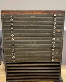 Antique Industrial Multi Drawer Flat Map Cabinet