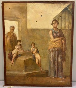 Antique Timomachus Roman Fresco Oil on Canvas Painting