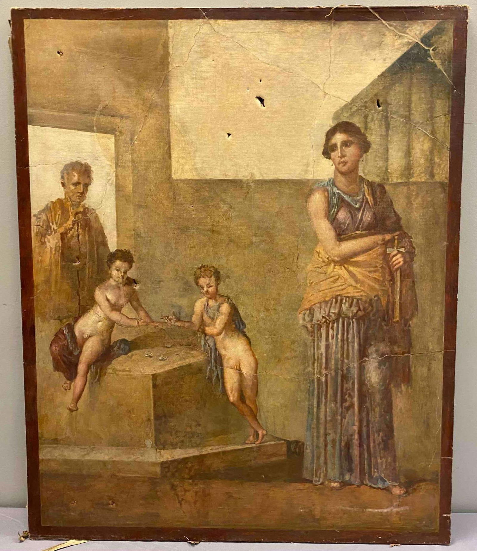 Antique Timomachus Roman Fresco Oil on Canvas Painting (1 of 2)