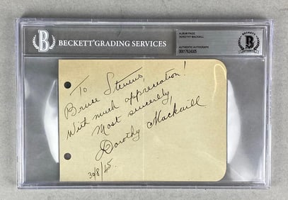 Signed Dorothy Mackaill Album Page Beckett Authentic