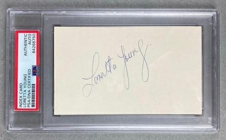 Signed Loretta Young Index Card PSA Certificated
