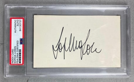 Signed Sophia Loren Index Card PSA Certificated
